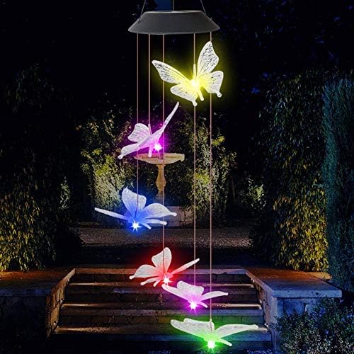 TVOIP Mudança de cor LED lâmpada solar lâmpada de borboleta roldana jardim decoração quintal impermeável iluminação