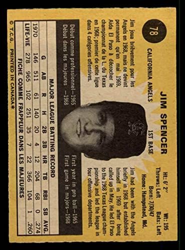 1971 O-Pee-Chee 78 Jim Spencer Los Angeles Angels Ex/Mt Angels