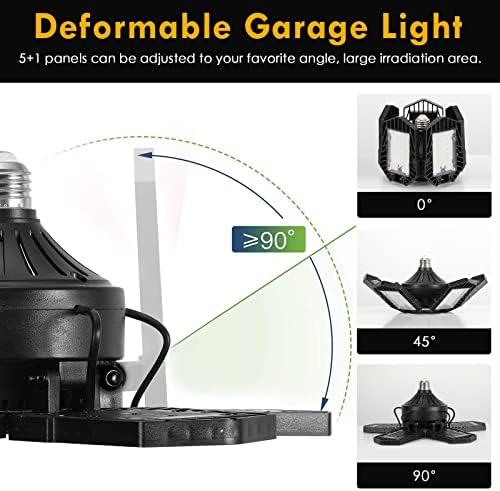 Luzes de garagem LED, iluminação de garagem Ultra Super Garage de 160W, luzes deformáveis ​​de 16000lm