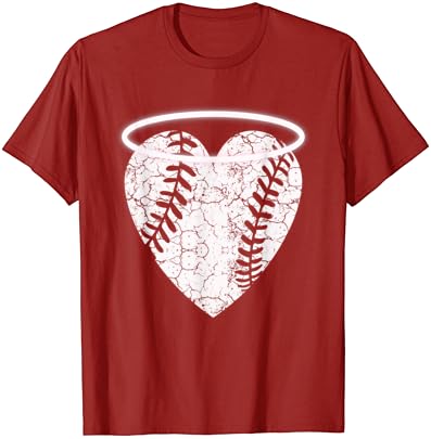 Coração de beisebol de anjo vintage com camiseta Halo