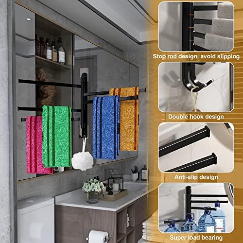 Rack de toalha de vovapis, prateleiras de toalhas autoadesivas giratórias para banheiro, SUS304 Aço inoxidável