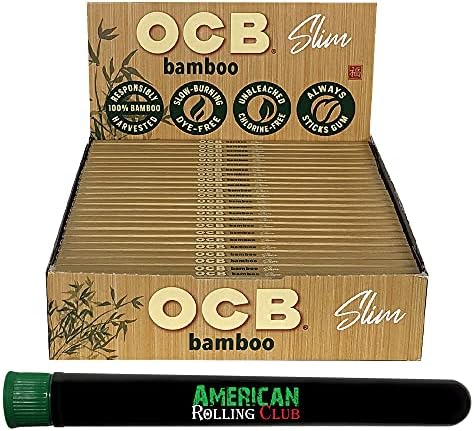 Ocb Bamboo Cigarette Rolling Papers ~ King Size Slim ~ 4 Pack ~ Inclui Tubo American Rolling Club