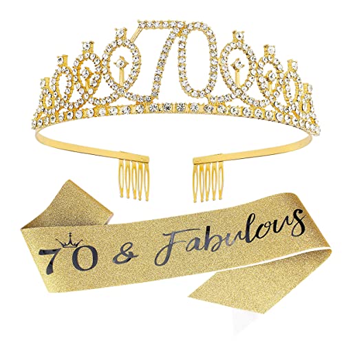Vovii 70º aniversário Crown de Birthday Gold Birthday 70 & Fabulous Freez Greia de 70 anos para