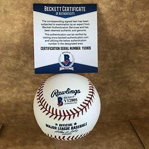 Phil Roof Indians/Angels/Braves assinados autografados M.L. Baseball Beckett Y12805