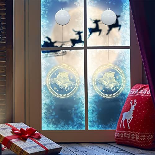 Decorações de natividade de gadpiparty Luz de decoração de janela de Natal iluminada com copo de sucção