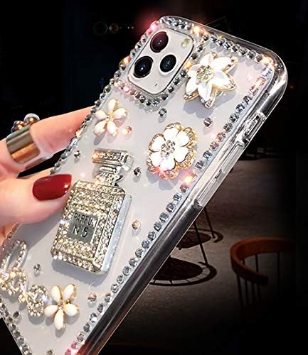 Capa de garrafa de perfume iPhone 11 Diamond Case for Woman, 3D Glitter Sparkle Bling Caso Luxury Shiny