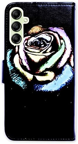 Caixa BCOV Galaxy A14 5G, capa colorida da carteira de couro de couro de rosa de rosa com suporte