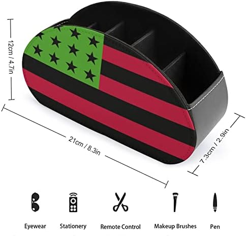 Pan Afro -American Flag Remote Control titular Caixa de caneta PU Couro remoto Caddy Decorative