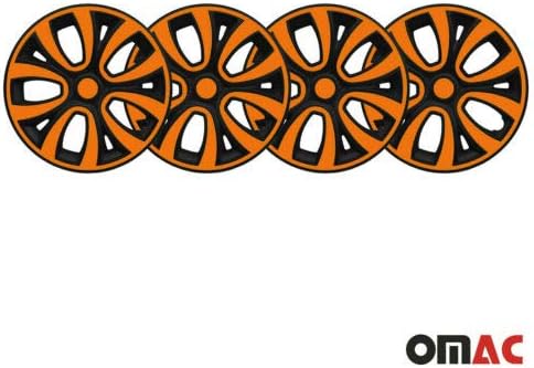 Capas cubos OMAC de 15 polegadas para Nissan Black Matt e Orange 4 PCs. Tampa das jantes da roda