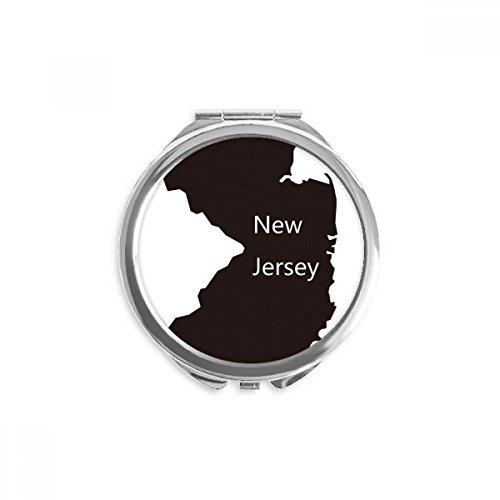 Novo Jersey EUA mapa contorno de mão compacta espelho redondo vidro portátil de bolso