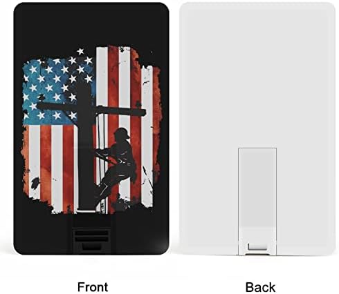 Lineman American Flag Lineman Electric Cable Drive Flash Drive personalizado Cartão de crédito Drive
