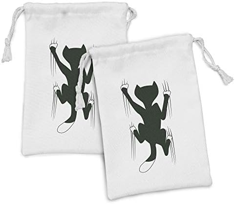 Conjunto de bolsas de tecido moderno de Ambesonne, de 2, gato arranhando a parede Animal Fun Kitty Pet