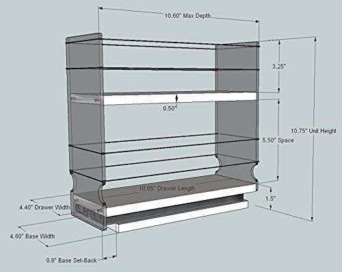 Especiarias verticais - 4x2x11 DC - gaveta do organizador de armazenamento com 2 níveis - serviço pesado - tamanho: