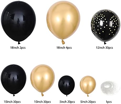 Balonar 136pcs Diy Gold e Black Garland Balloons Kits com balões cromados metálicos de 18/08/15/polegada para festa