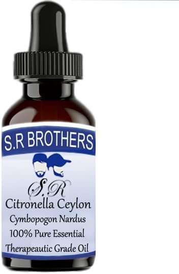 S.R Brothers Citronela, Ceilão puro e natural de óleo de grau essencial com gotas de gotas 30ml