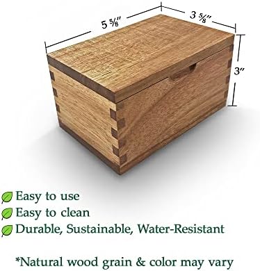 Itomoyo Sal Cellar Acacia Wood Storage Caixa com tampa de flip, capacidade de 20 onças