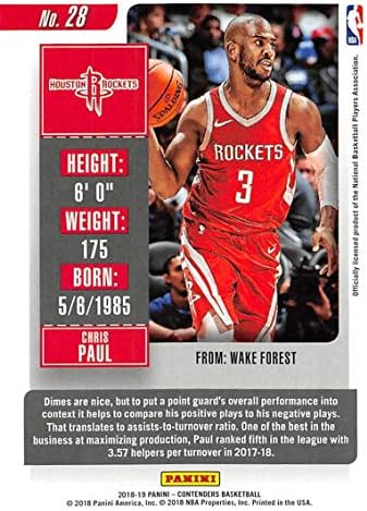 2018-19 Panini Condores Ticket Red 28 Chris Paul Houston Rockets