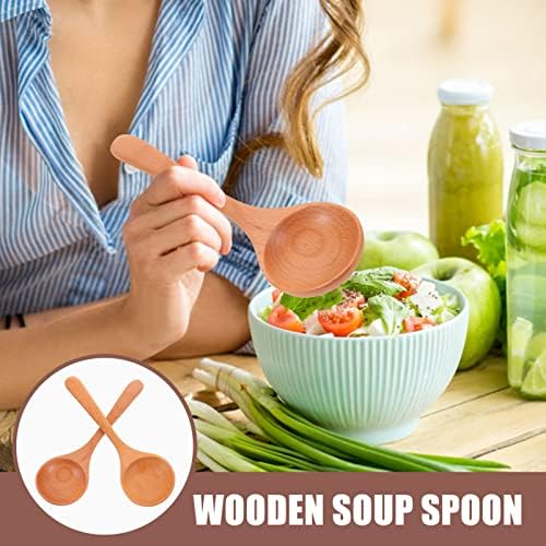 Hemoton Wooden Spoons Sopa chinesa colheres de 2pcs Sopa multifuncional substituível Sopa multifuncional