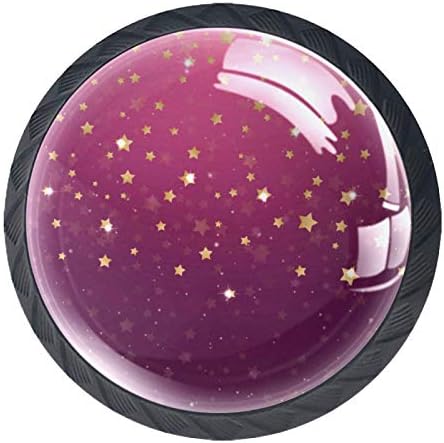 A gaveta do berçário de cerveja Knobs Stars Stars Crescer Rosa botões de vidro de cristal 4pcs Botões redondos