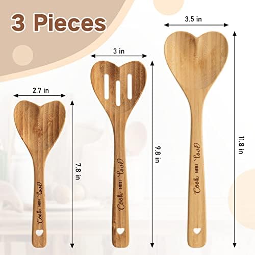 3 PCS do Dia dos Namorados Bambu Spoons Spoons Costas Castas Coração Moldura de cozinha gravada