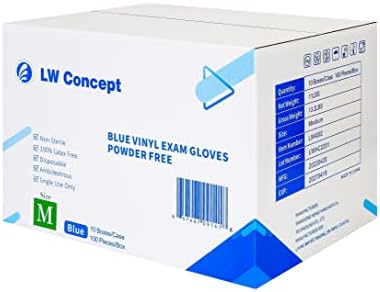 LW Conceito Luvas de Exame de Vinil Azul para Médicos/Alimentos Seguro/Limpeza/Manipulação Use Latex