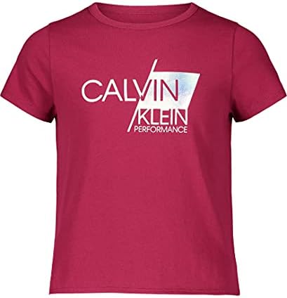 Manga curta de Calvin Klein Girls T-shirt de desempenho relaxado, decote de pescoço de tripulação