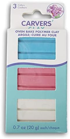 Argila de polímero de forno de suprimento de suprimento artesanal - 2,1 oz - rosa pastel, azul e