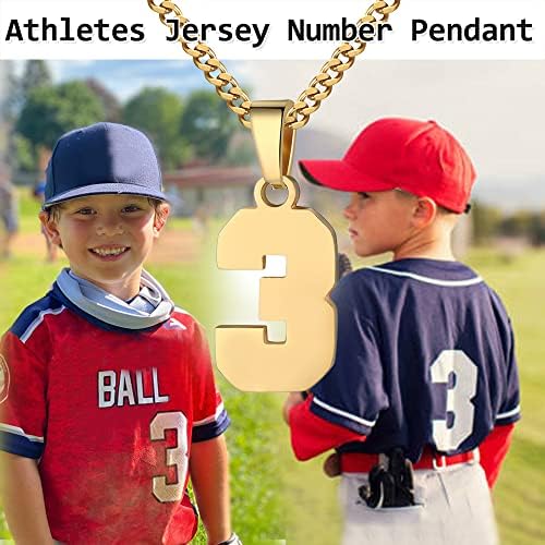 Número Colar para menino 0-99 ATHLETES Jersey Colar Colar Chain de aço inoxidável 22+2 polegadas Número personalizado