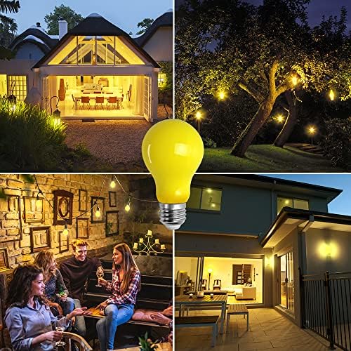 Lâmpada Kiraralita A19 LED sem bug, lâmpada de inseto amarelo com luz quente, base média e26 para