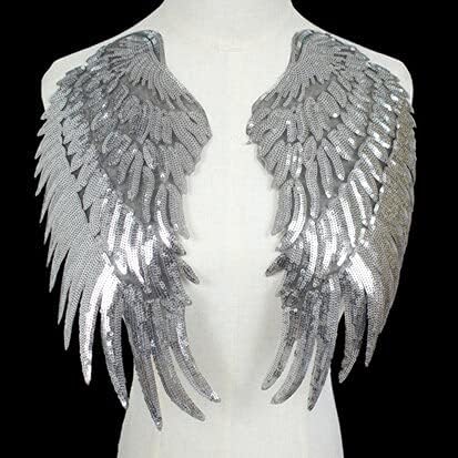 Zamihalaa grande patch diy anjo asas de ferro em remendos para crianças roupas de costura de costura