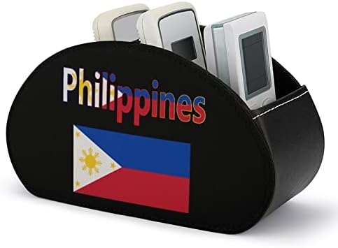 Bandeira das Filipinas PU Couro TV Remote Control Titulares Office Storage Box Desktop Organizador com