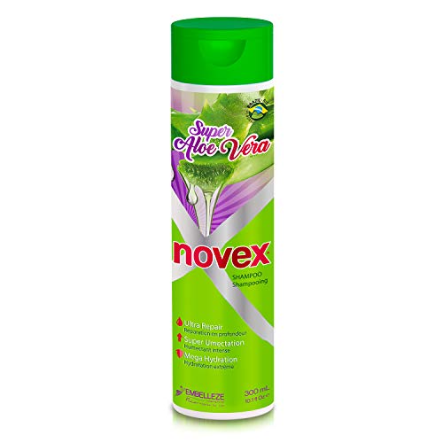 Novex Super Aloe Vera Shampoo, com aloe vera orgânico e hidrovância, garrafa de 10,1 oz
