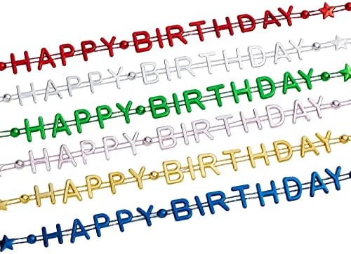 Sparkle e Bash 24 pacote de colares de feliz aniversário, suprimentos de festas de contas arco-íris, acessórios,