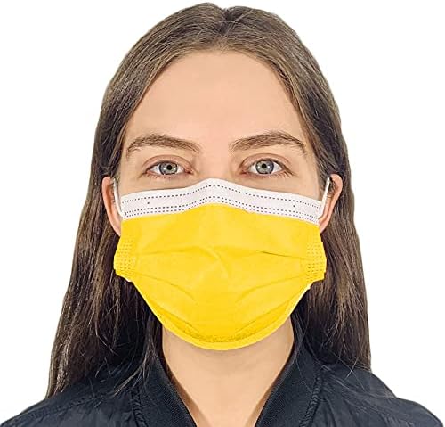 Lytio 3-Bly descartável canário amarelo adulto unissex máscara facial não tecido com material