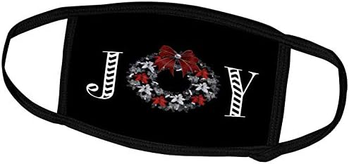 3drose Joy Word Art em preto com uma coroa de férias preta e vermelha - tampas de rosto