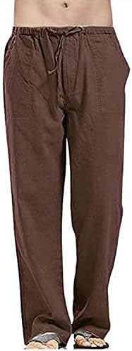 Calça leve de linho masculino calças leves soltas de partida casual calça as calças elásticas da cintura elástica
