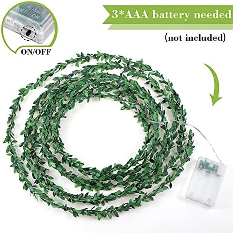 6 peças luzes de corda de videira 50 LEDS 16,4 pés Luzes de cordas de folha verde Luzes de fada verde com videiras