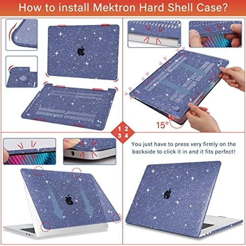 Mektron para MacBook Pro 13 Caso 2022 2021 2020 M1 M2 A2338 A2289 A2251, estojo de casca dura de cristal estrela