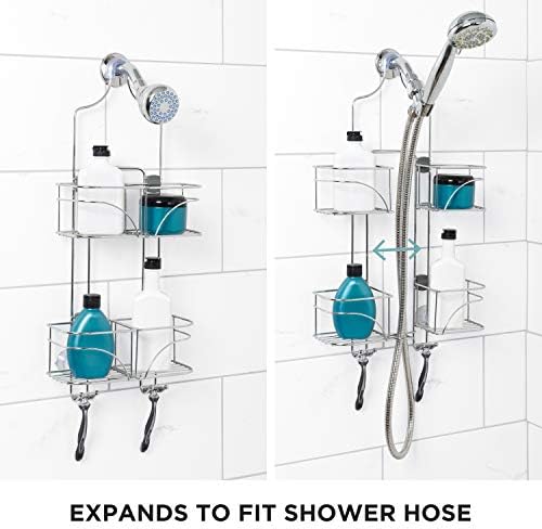 Zenna Home Expandable Over-the-the-Sherwer Caddy, Bronze e Caddy Over-the-Shower expansível, Chrome