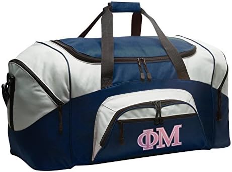Phi Mu Duffel Bag grande mala ou bolsa de ginástica Phi Mu MU!