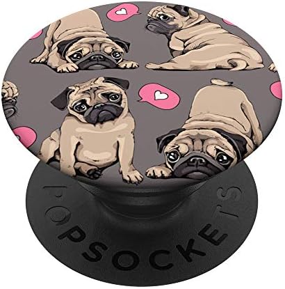 Pug Love Phone Holder Pug Lovers Pug Pug With Hearts Popsockets PopGrip: Swappable Grip para telefones e tablets