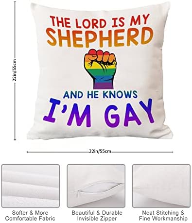 Igualdade de gênero LGBTQ Orgulho gay Lesbian Pillow Capa O Senhor é meu pastor e ele sabe que eu sou