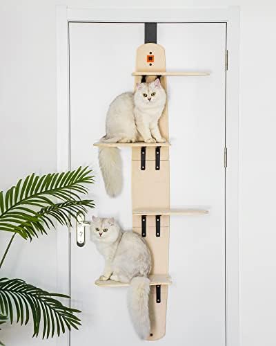 Mewoofun 4 níveis de 4 níveis versáteis prateleiras de alpinista de porta montada Torre de árvore de gatos vertical