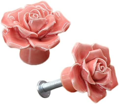 Baxinhos de cerâmica de rosa de 4-embalagem esrae, rosa, puxadores de cabine de cabine de cozinha de cerâmica de
