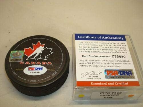 Matt Duchene assinou a equipe Canadá 2014 Hóquei Ouro Puck Autografado PSA/DNA COA 1A - Pucks