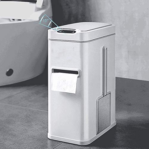 N/um lixo de indução inteligente doméstico lixo com tampa de lixo de banheiro 7l lata de lixo com escova