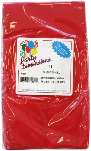 Dimensões da festa Hóspedes papel de toalha vermelha | Pacote de 16 guardanapos
