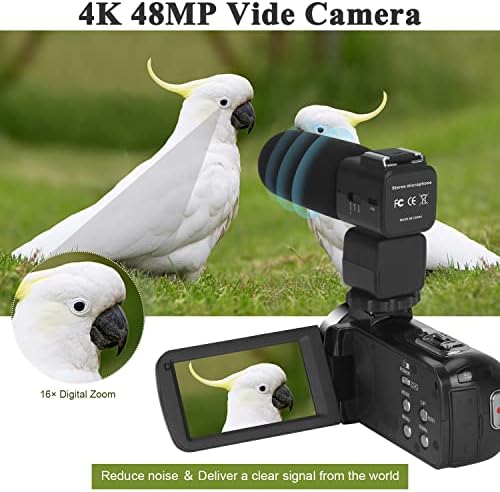 Câmera de vídeo 4K Câmera de vídeo 48MP com microfone 16 × Câmera do YouTube de Zoom Digital 3 '' 'Screen