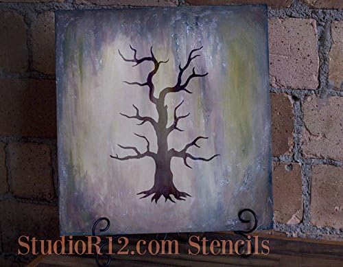 Estêncil Spooky Hollow Tree by Studior12 | Arte de Halloween assombrada - Mini Modelo Mylar reutilizável