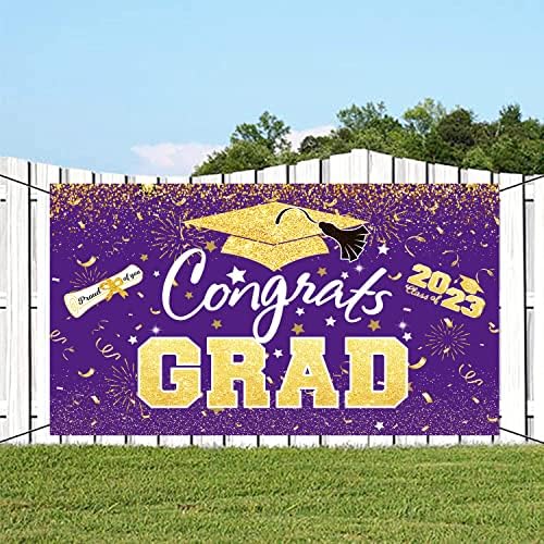 Decorações de graduação Purple Gold 2023 / Purple Gold Graduation Party Decorations Class de 2023 Graduation Party